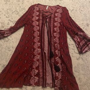 Thin long sleeve tie dress